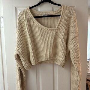 Zara Beige Knit Cropped Sweater